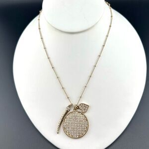 Chico's Long Gold tone Necklace with 3 dangle Charms heart boho